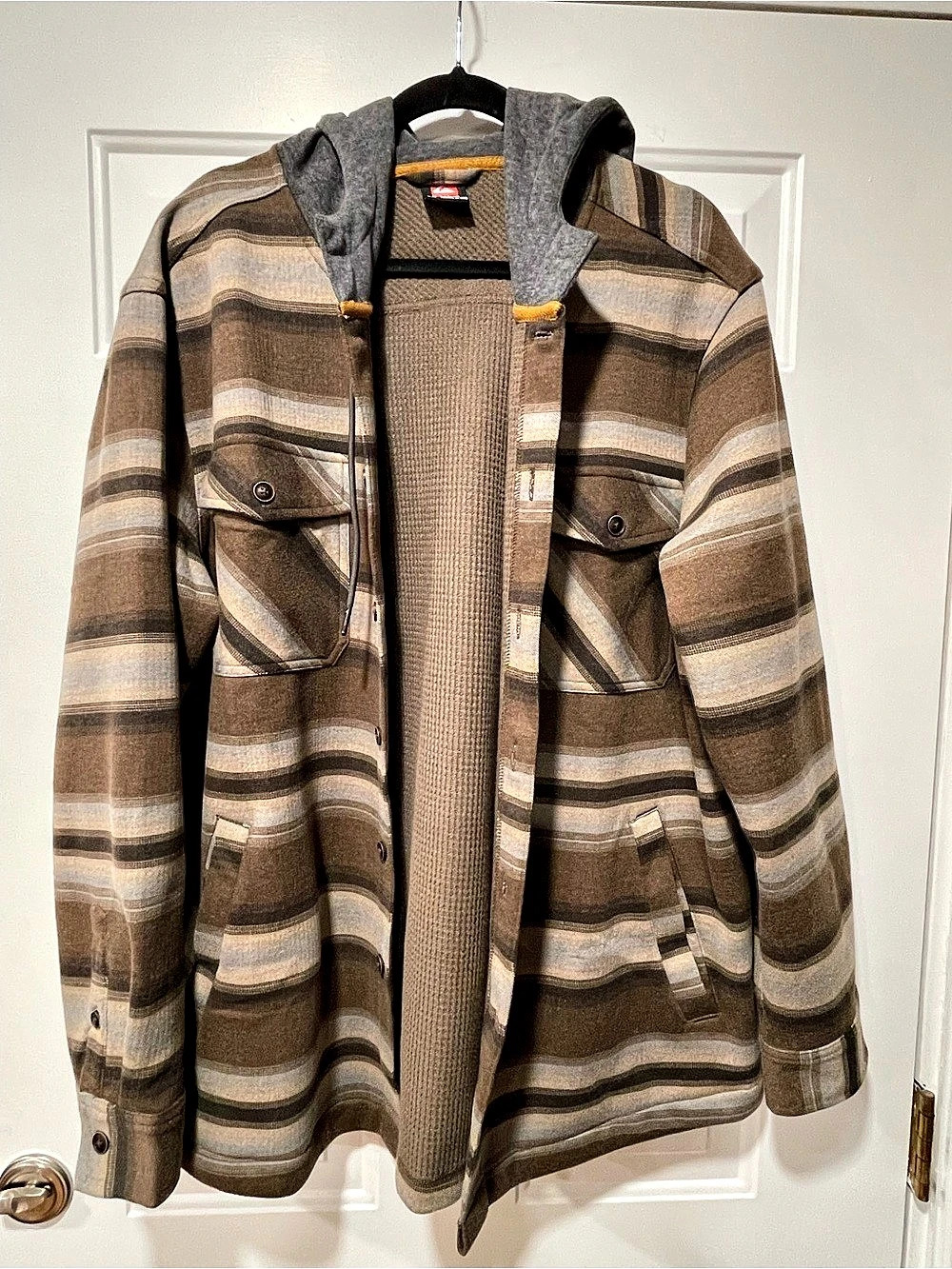 Quiksilver Men's Hooded Flannel Shirt Jacket Brown & Gray XL NWOT